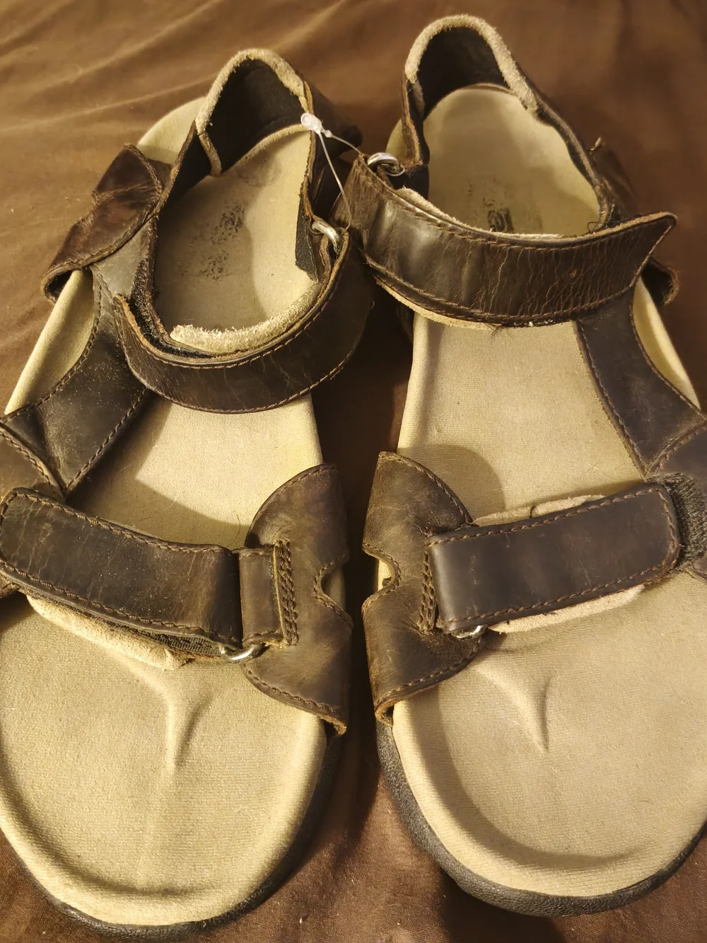 Teva Men's BREAKWATER Dark Brown Leather Adjustable Strap Sandals